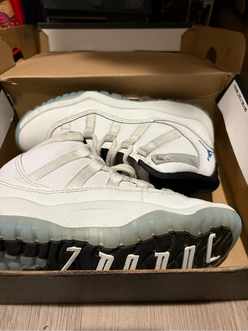 Jordan Kids White with Ice Blue Accents Basketball Sneakers